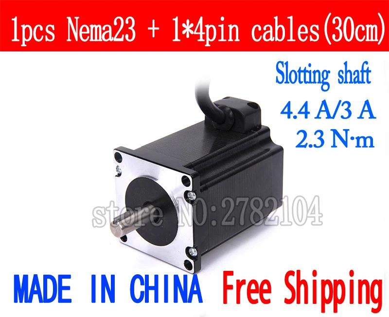 

Free shipping 1pc Quality 57HB3401 4-lead keyway Nema 23 Stepper Motor 57 motor 57BYGH 4.4A/3A 2.3N.m CNC Laser and 3D printer