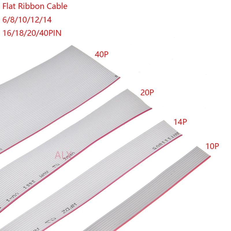 

2Meter 6P/10P/12P/14P/16P/20P/40P 1.27mm PITCH Grey Flat Ribbon Cable 6/8/10/16/20/40 Pin 28AWG WIRE for IDC FC 2.54MM Connector