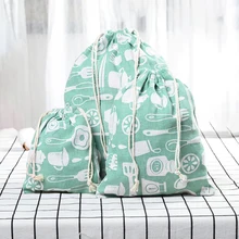 40 шт./лот, многоразовые хлопковые Сумки на шнурке, Портативная сумка, милая посуда ярких цветов, сумки с принтом, сумка для макияжа для путешествий