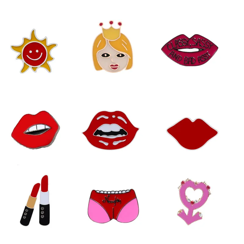 Cartoon women icon badge enamel pins brooch makeup butt lips lipstick sun  skirt t shirt jackets bag lapel pin girl jewelry gifts|Brooches| -  AliExpress