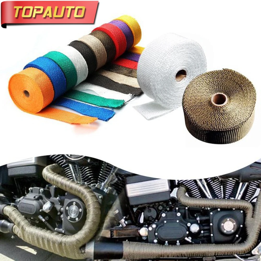 TopAuto 25mm 5m Motorcycle Car Titanium Thermal font b Exhaust b font Heater Pipe Tape Heat