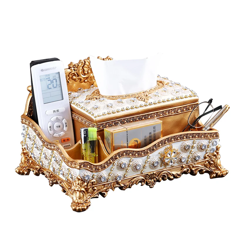 

European tissue box living room coffee table home tray luxury home decoration multi-function remote control storage box