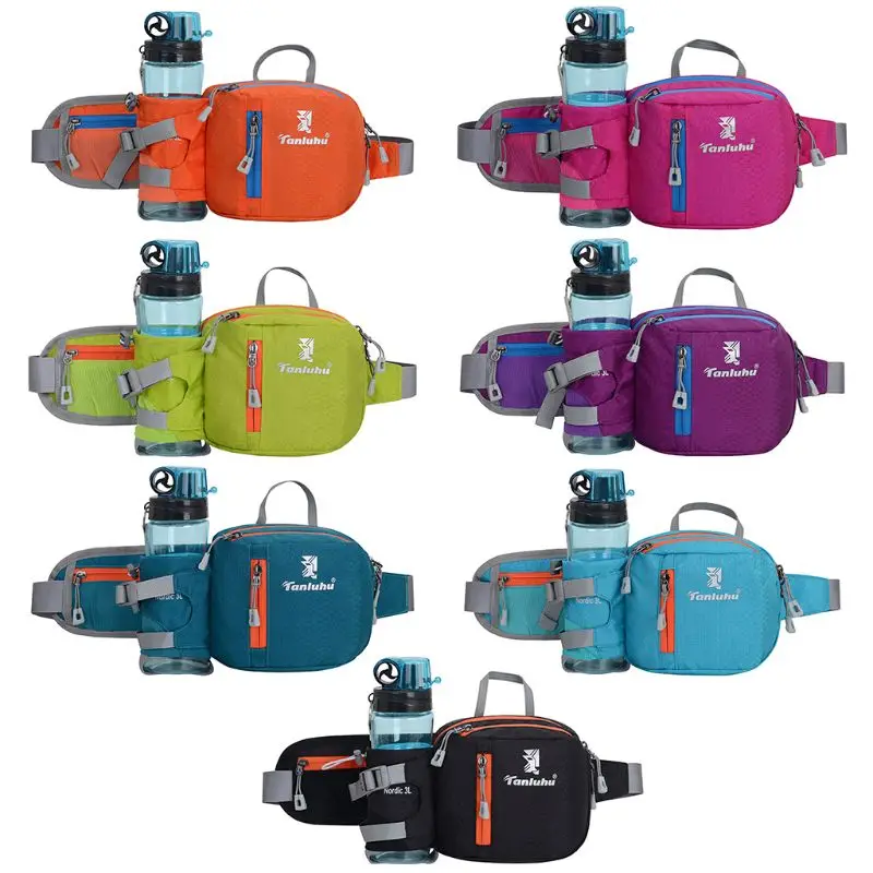 

Unisex Running Belt Jogging Cycling Waist Bum Pack Phone Pouch Nylon Sports Bag with Water Bottle Holder Organizer