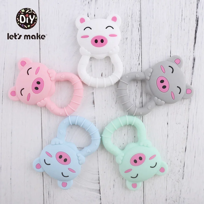 

Let's Make 10pcs Silicone Teether Piggy Shape Pendant DIY Of Teething Necklace BPA Free Baby Shower Gift Cute Pigs Baby Teethers