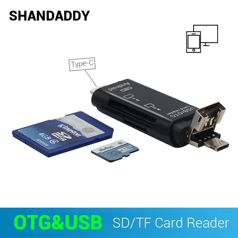 

Multifunction 3 in 1 Micro USB Type-C OTG Flash Drive Adapter Type-C Card Reader Connector SD TF OTG Memory Card Reader