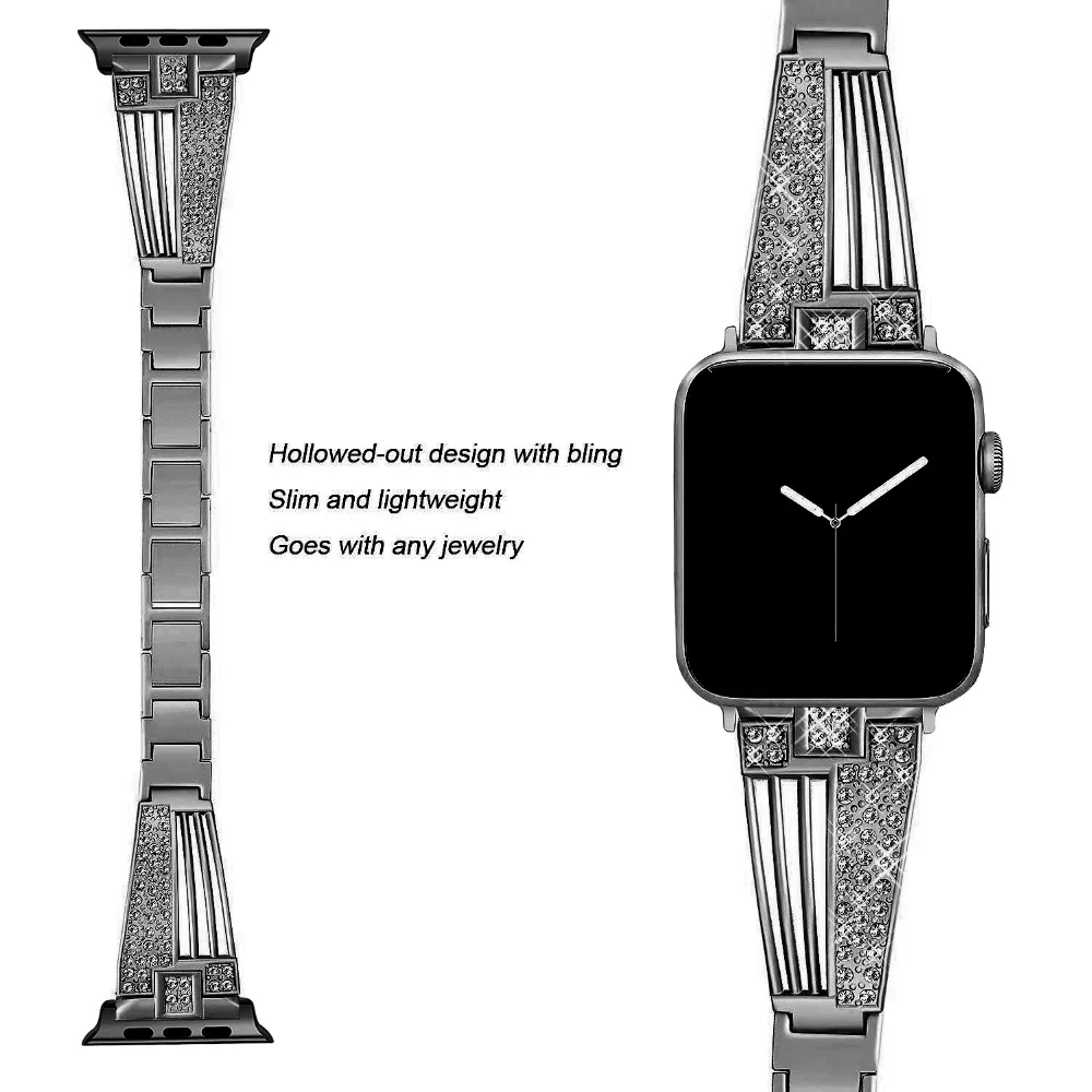 Для Apple Watch, ремешок из сплава для женщин, зубчатый бриллиант, для Apple, умные часы серии 4, 3, 2, 1, для I Watch, полосы 38, 40 мм, 42 мм, 44 мм