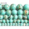 Pierres Howlite vertes, grosses perles rondes pour la fabrication de bijoux, brin Bracelet à bricoler soi-même, 4/6/8/10/12mm ► Photo 2/5