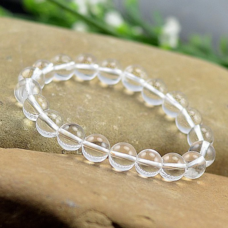 MOROW Hot Natural Ice White Crystal Round Beads Stone Bracelet Womens Fashion Charm Elastic Bracelets Jewelry for Pulseira Gift (10)