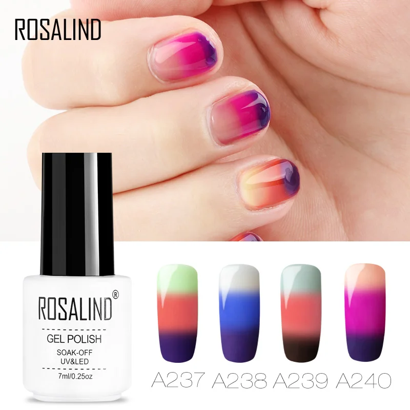 

ROSALIND 7ml Gel Varnish 3 Colors Temperature Change Gel Nail Polish Soak Off White Bottle Nail Art Design of Nails Gel Lacquer