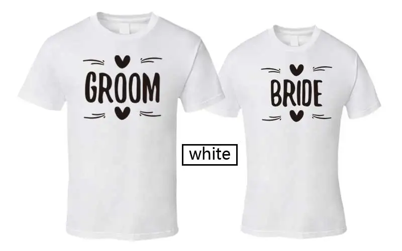 MVUPP BRIDE GROOM letter printing couples t shirt for lovers clothes summer cotton Tops husband wife femme funny clothing