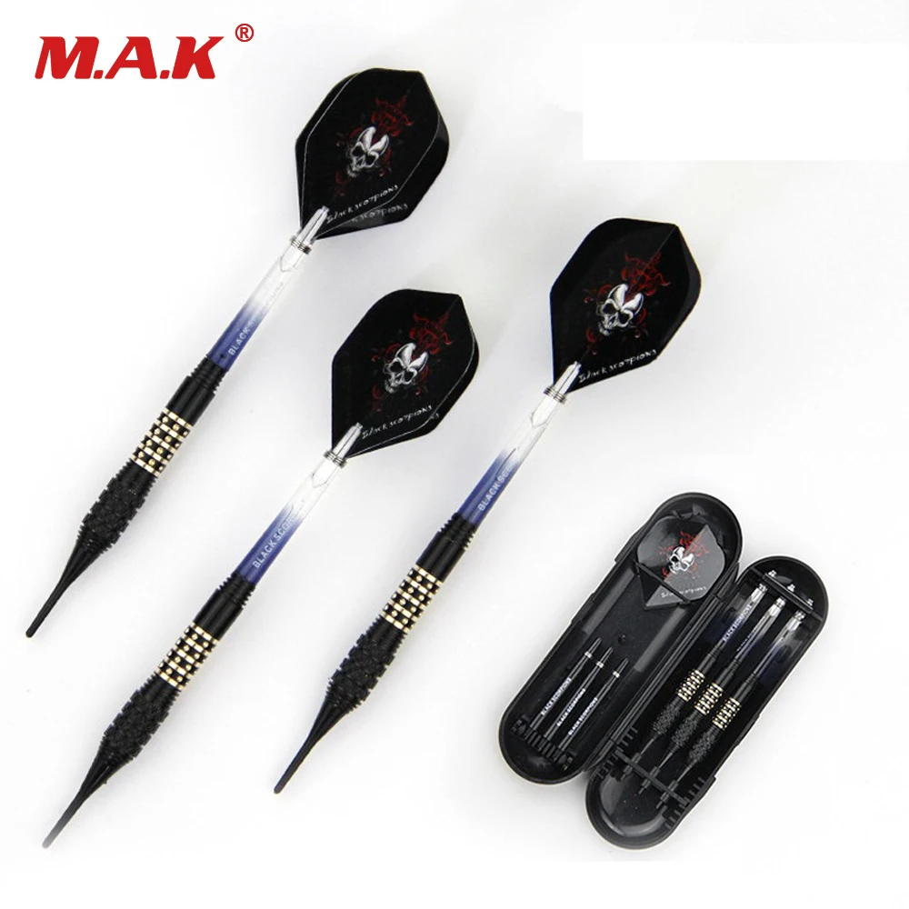 

3pcs 16g Black Steel Safe Tip and Blue Transparent/Black Shaft Cooper Handle Darts with Black Skull Dart Flight