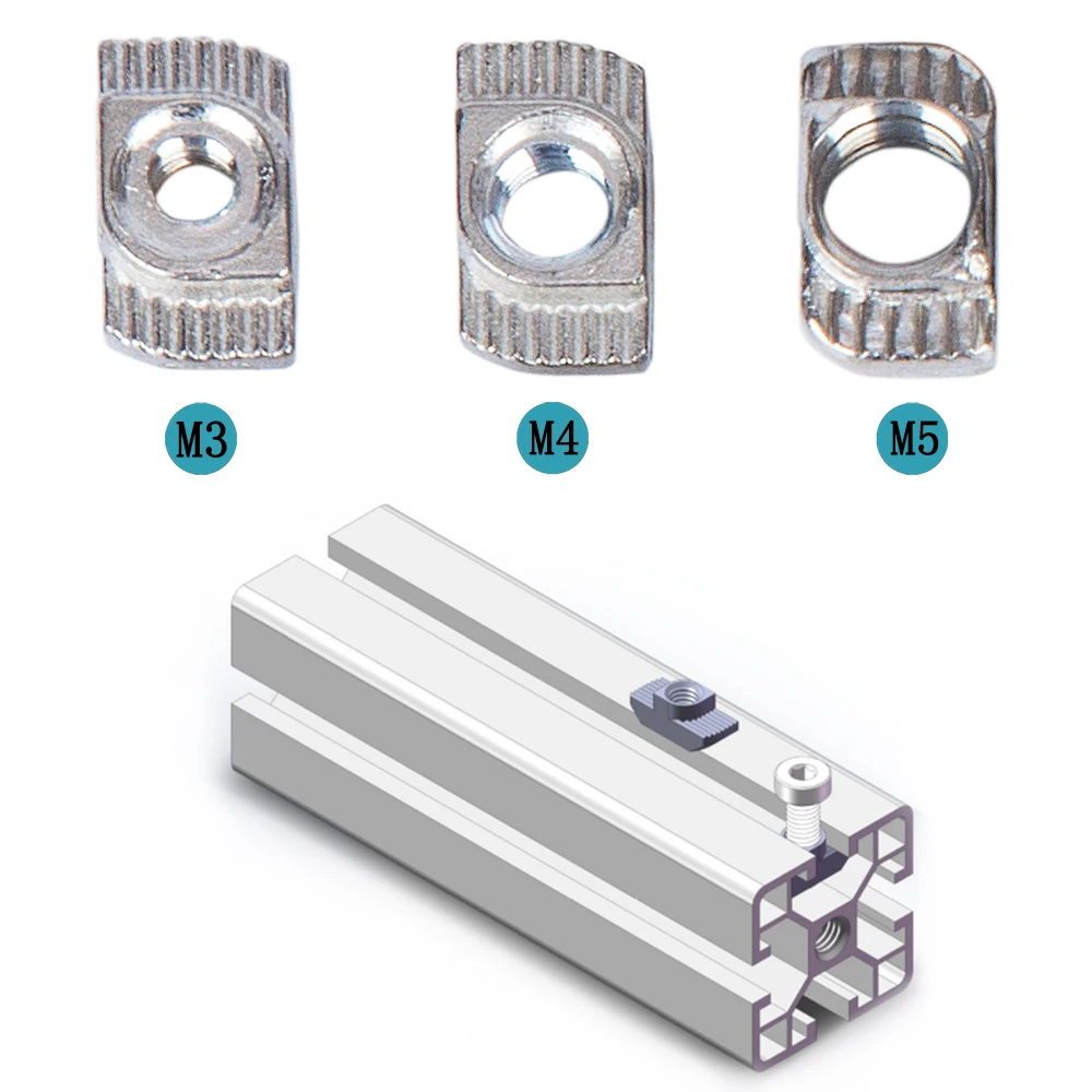

60pcs M3 M4 M5 T Slot Hammer Head Nut Nickel Plated Carbon Steel Connector T-Nut Fastener for 20 Series EU Aluminum Extrusions