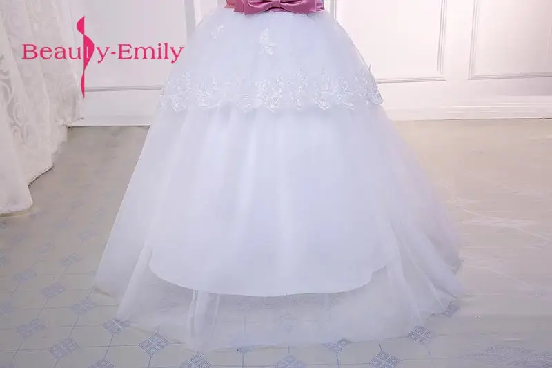 Новинка 2017 года; недорогие Белые Платья с цветочным узором для девочек; Свадебные платья с коротким рукавом; кружевное платье с поясом и