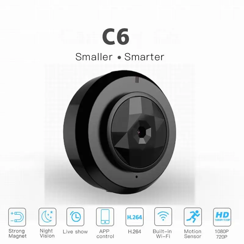 

New C6 Micro WIFI Mini Camera HD 720P With Smartphone App And Night Vision IP C1 Home Security Video Cam Camcorder