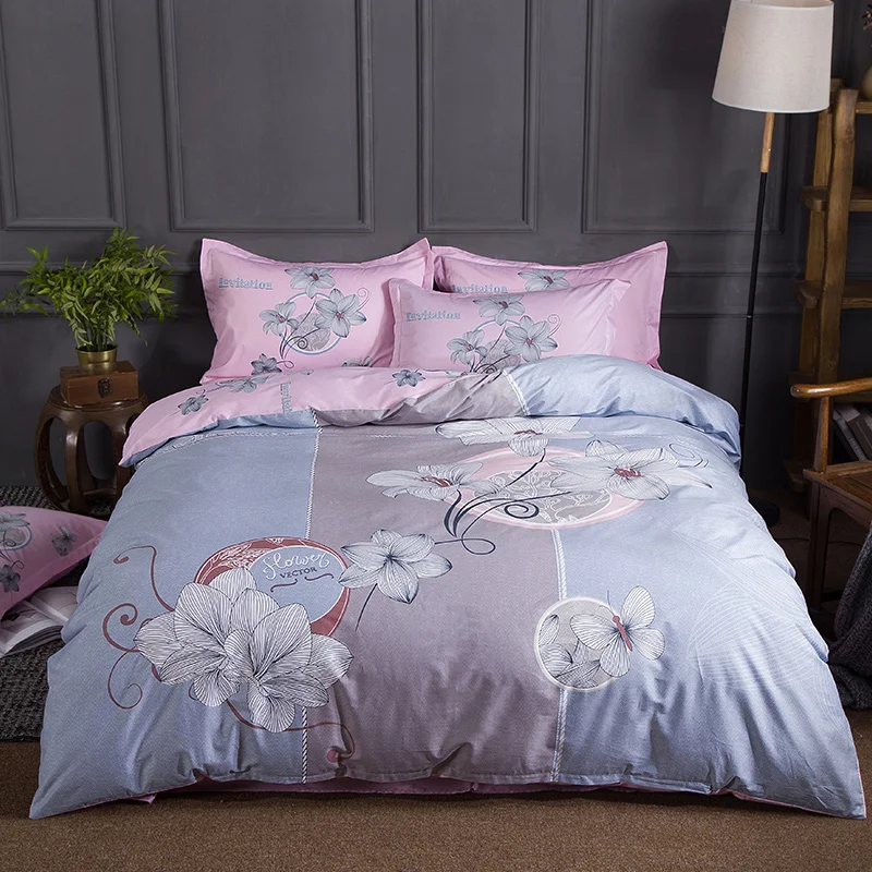 New 4pcs 100 Cotton Printed breath of spring Bedding set Comfortable