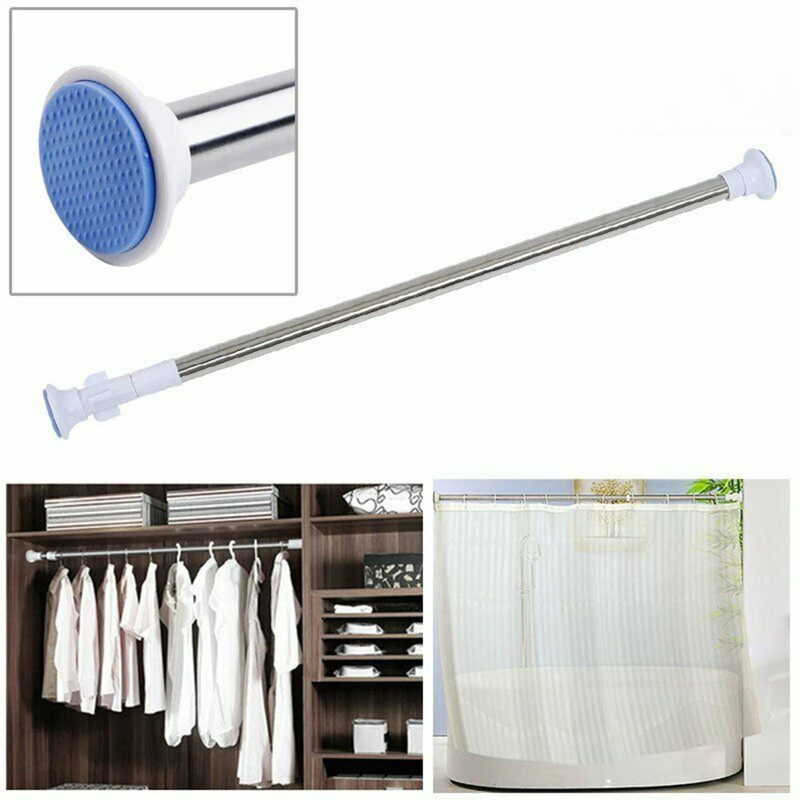 

90-160cm/50-80cm Stainless Steel Extendable Telescopic Shower Curtain Rail Rod Pole Bath Window/Clothes/Curtains/Towels