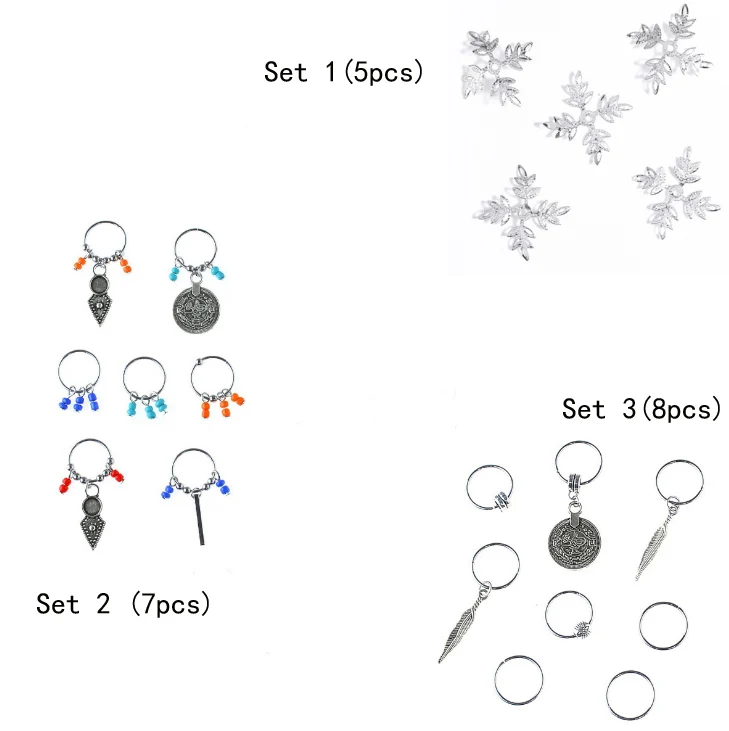 5 шт./партия, заколка для волос, дреды, бусины, манжеты для волос, подвеска в виде трубочки, аксессуары для дредов, монета в виде листа, подвеска для волос, аксессуары для волос