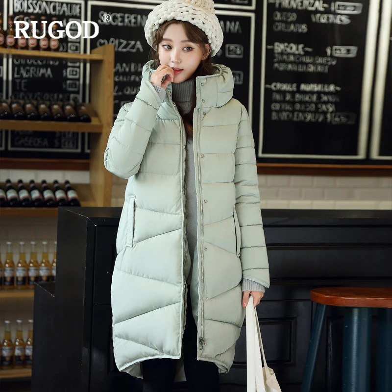 

RUGOD 2019 New Arrival Women Winter Long Cutton Warm Coat Stand Collar Long Sleeves Slim Jacket Temperament Stylish Korean Coat