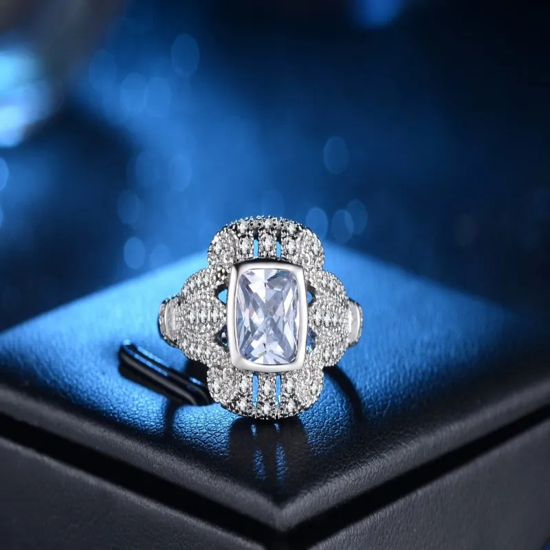 

2019 White Cubic Zircon Wedding Rings For Women Engagement Silver Color Ring Female Jewelry Gift Wholesale Freeshipping