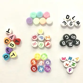 

500pcs Mini Heart Round Alphabet Beads Findings Jewelry Pendant Accessories DIY Handmade Resin Craft Fillings Decorations Beads