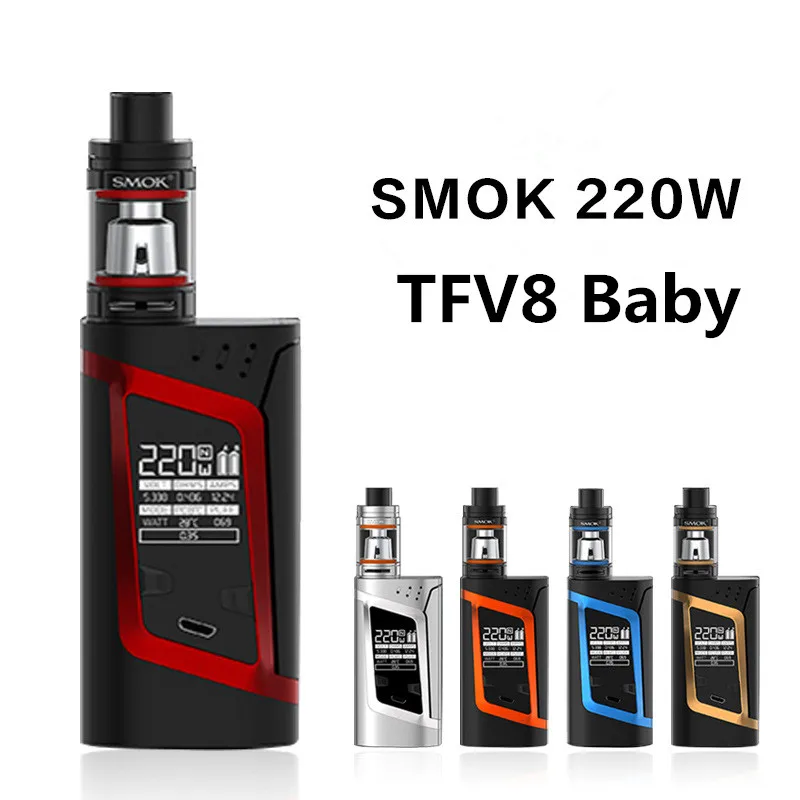 Original SMOK ALIEN Kit 220W Box Mod 3ml TFV8 Baby Tank Atomizer electronic cigarette vape Kit Original SMOK ALIEN Kit 220W Box Mod 3ml TFV8 Baby Tank Atomizer electronic cigarette vape Kit