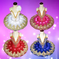 Балетное платье-пачка для девочек осветительный балетный танцевальный костюм для сцены светящийся Лебедь lakeнаряд ФЛУОРЕСЦЕНТНОЕ
