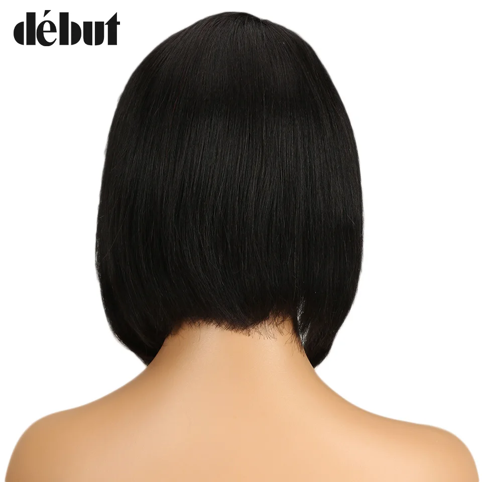 Дебютные бразильские человеческие волосы парики шелковистые прямые волосы Реми Короткие TT1B/красные Омбре Цвет бобо человеческие волосы парики для черных женщин - Цвет волос: # 1B