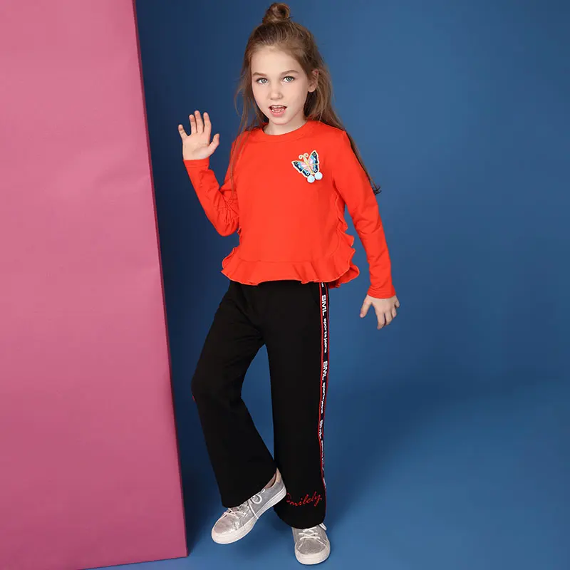 Girls Wide-Legged Pants 2018 Autumn New Galoshes Printed Pure Color Sports Leisure Pants Girls Wide-Legged Pants 2018 Autumn New Galoshes Printed Pure Color Sports Leisure Pants