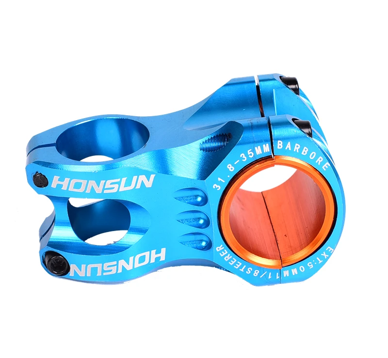 HONSUN Bicycle Stem 31.8mm 35mm MTB Mountain Bike Handlebar 28.6mm Ahead Short 50mm 0 Degree 158g Al-Alloy Hollow CNC AM/XC