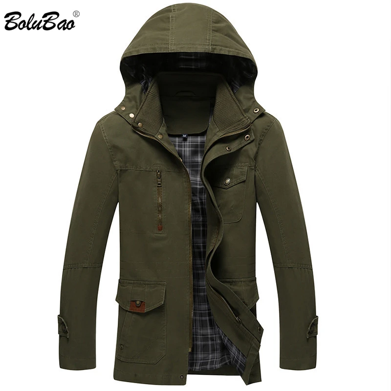 BOLUBAO, теплые мужские куртки с капюшоном, пальто, Осень-зима, Мужская плотная однотонная куртка, пальто, мужские куртки высокого качества, пальто