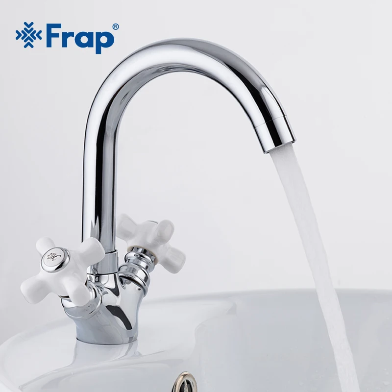 

Frap deck mounted dual handle bathroom basin chrome faucet bath room sink tap hot and cold water mixer torneira F1318