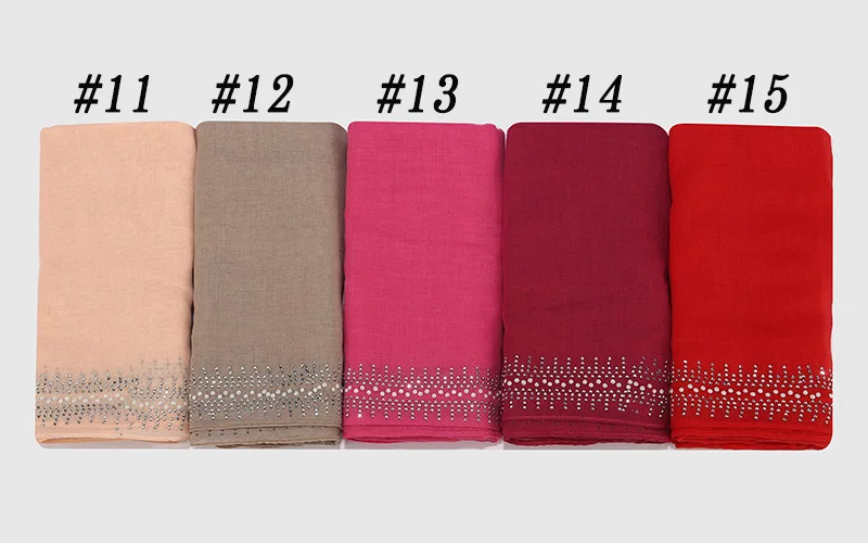 10pc/lot Viscose Soft Cotton Scarf With diamond Women's Plain Pearls Hijab Scarf Female hijab scarf shawl wrap Muslim Hijabs