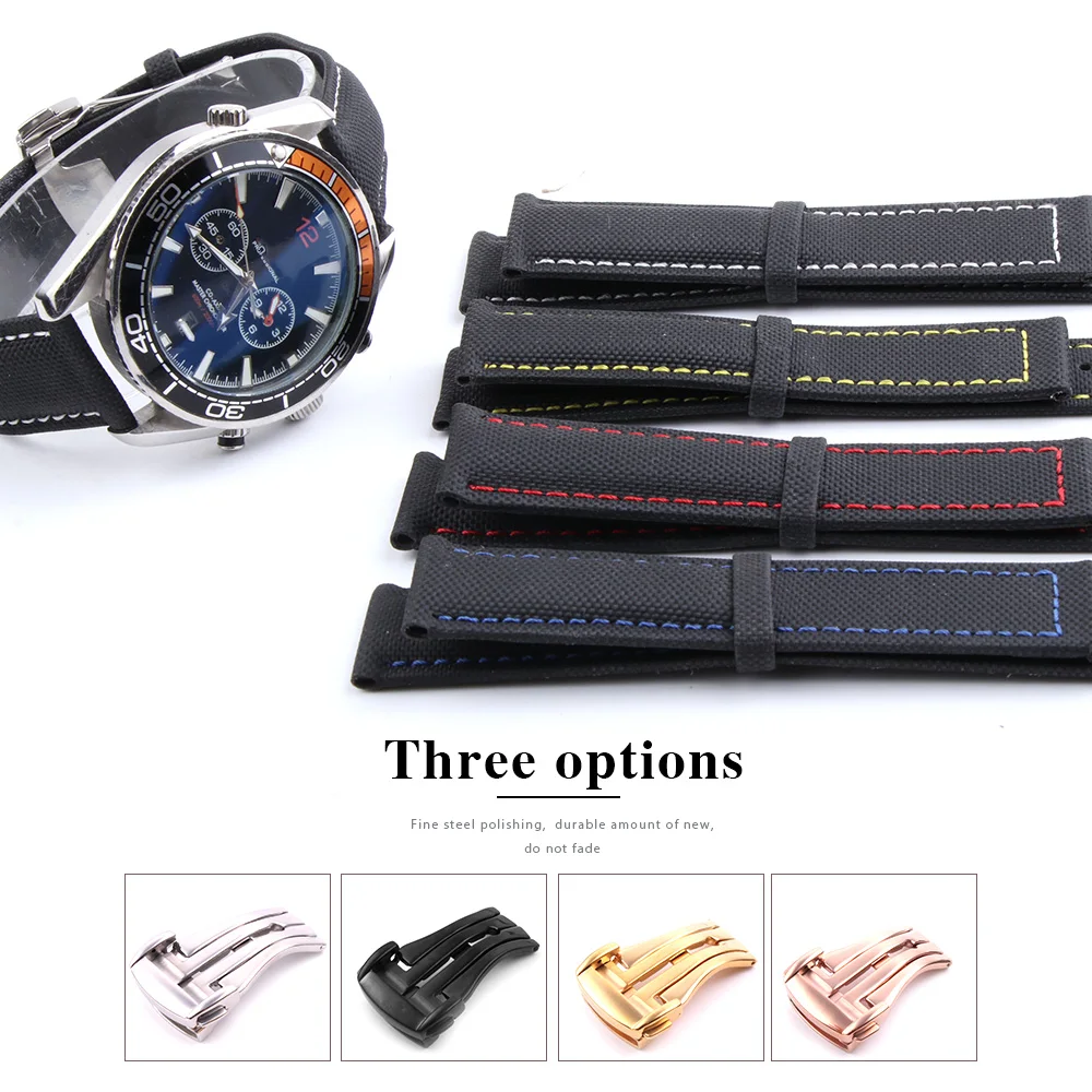 Ремешок тканевый для мужских часов нейлоновый браслет Black Bay Omega Seamaster Speed Planet Ocean 600