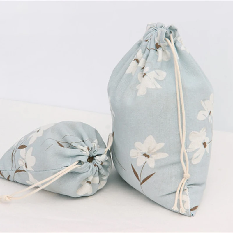 

Drawstring Candy Gift Bag Narcissus Flower Storage Bags Cotton Linen Baby Clothing Kids Toys Organizer Jewelry Cosmetic Pouch