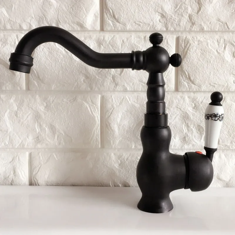 Swivel Spout Water Tap Oil Rubbed Black Bronze Single Handle Kitchen Sink & Bathroom Faucet Basin Mixer Tap anf357