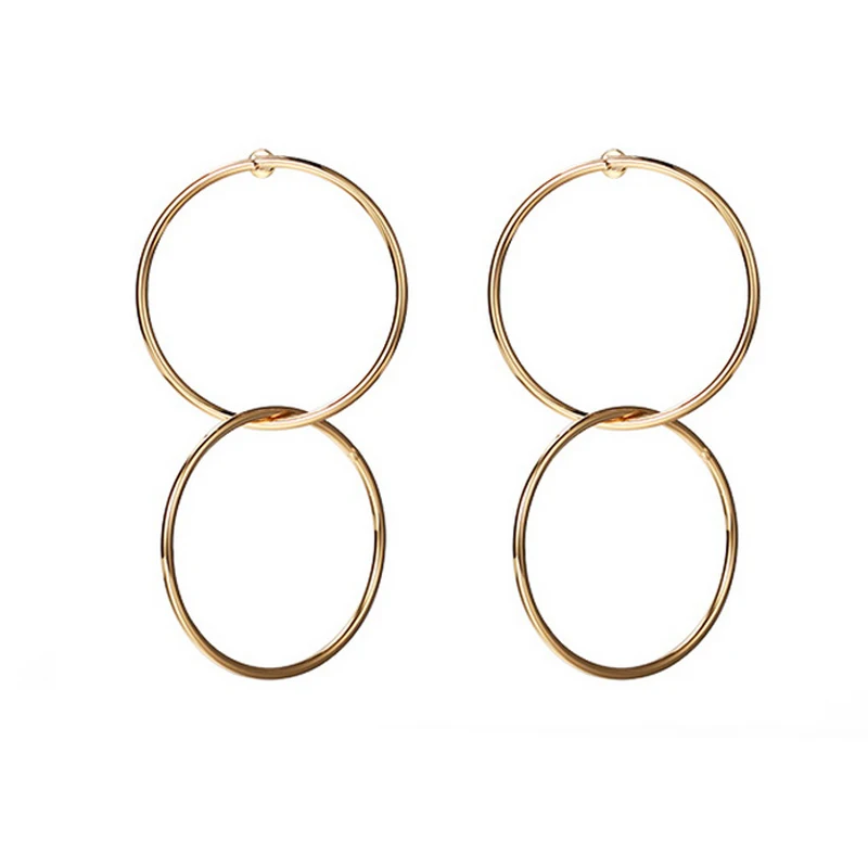 Double Big Round Punk Golden Earrings Basketball Wives Large Hoop 