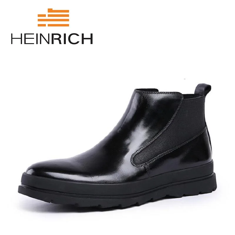 

HEINRICH Men Shoes Genuine Leather Breathable Fall Men'S Boots British Fashion Wear Boots Male Black Shoes Sapatos Masculino