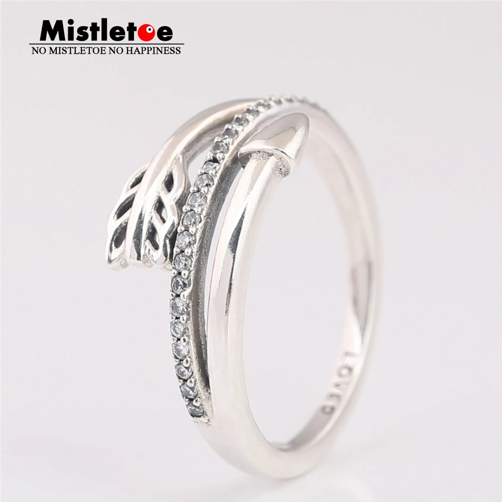 

Mistletoe Genuine 925 Sterling Silver Sparkling Arrow Ring, Clear CZ European Jewelry
