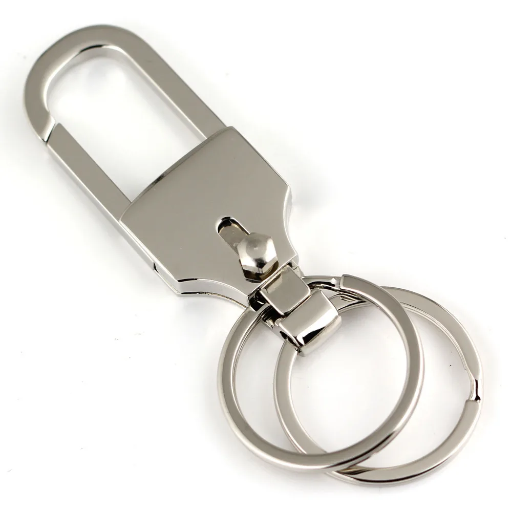 

Polished Silver Pants Buckle Keychain Waist Belt Clip Hanging Double Loops Detachable Keyring Key Chain Ring Key Fob