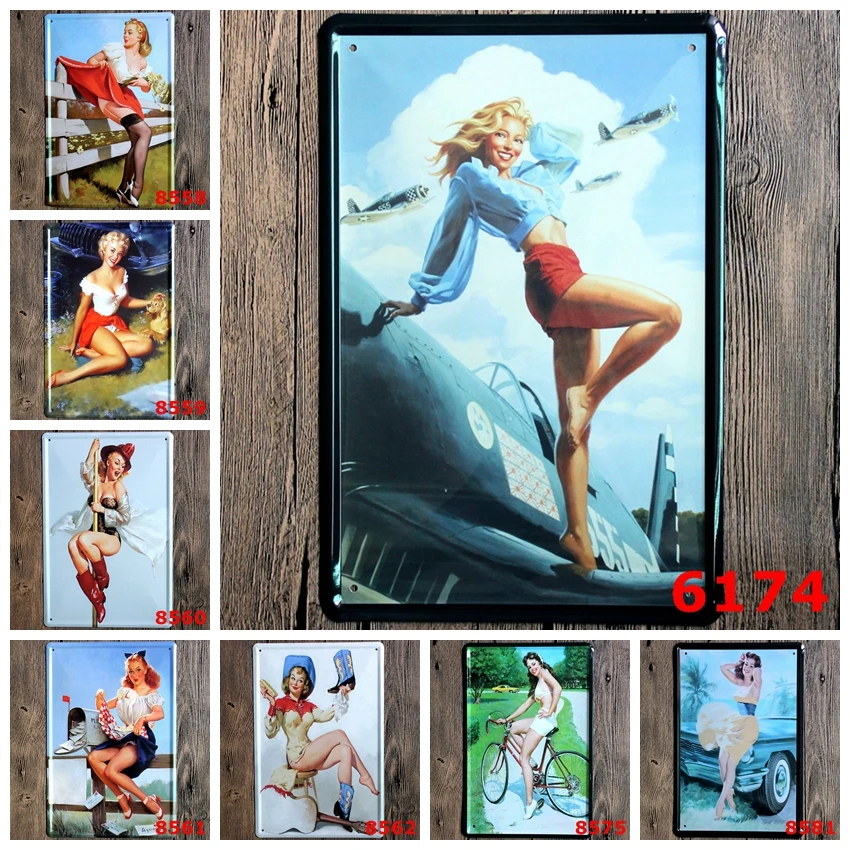 

PINUP Sign Logo Plaque Vintage Metal Painting Wall Sticker Iron Sign Board Decorative Plates Wholesale 20X30 CM