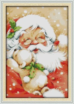 

Santa Claus Cross Stitch Kits 11CT Printed 14CT Cross Stitch Set DIY Chinese Cotton Cross-stitch Counted Embroidery Needlework