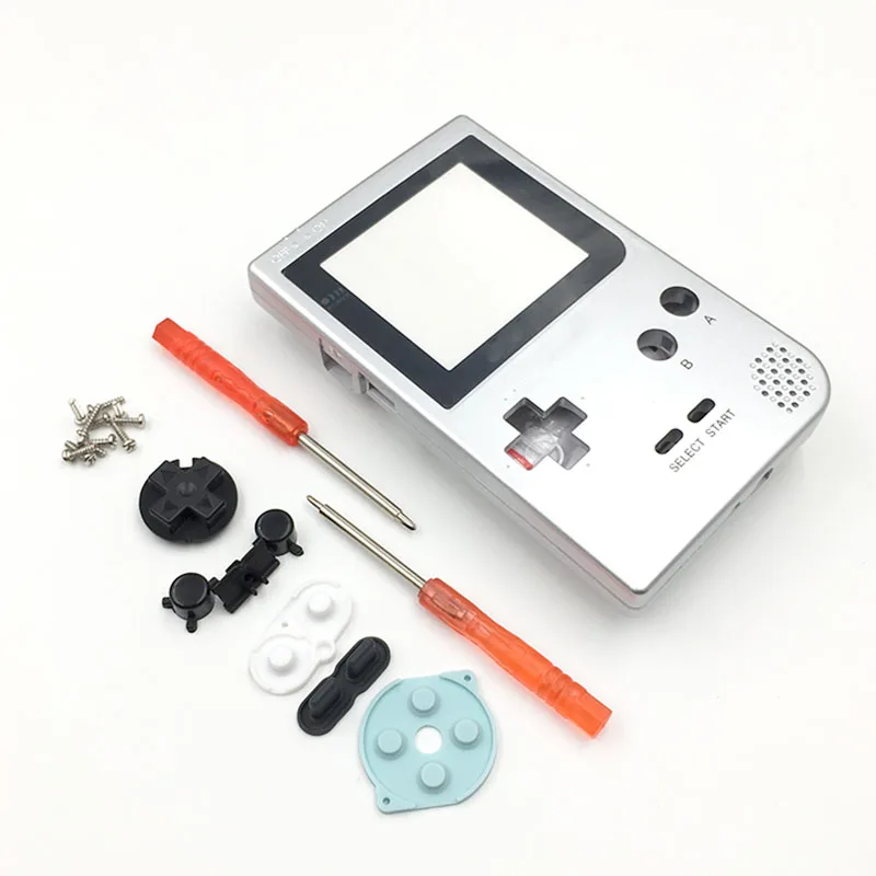 Full Case Cover Housing Shell Replacement for Gameboy Pocket Game Console for GBP grey Shell Case with Buttons Kit