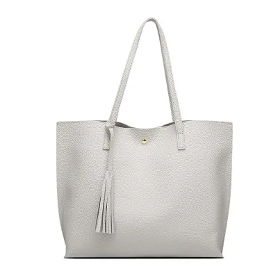 Простые Женские сумки из мягкой кожи для девушек, дизайнерские роскошные сумки, женские сумки, сумка-шоппер, сумка-мешок на плечо, женская сумка - Цвет: grey