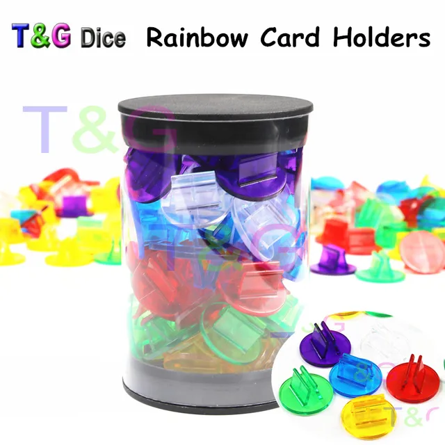 High Quality 50pcs/Tube Rainbow Translucent Plastic Game Card Stands