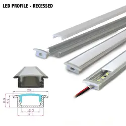 Светодио дный 10 шт. светодиодный алюминиевый профиль светодио дный для светодиодной гибкой ленты жесткий бар шкаф свет держатель корпус