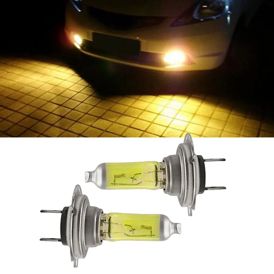 1 шт. 55 Вт/100 W H7 галогенные противотуманные лампочки супер яркий желтый янтарь автомобиль источник света авто корпус для противотуманной фары Внешнее освещение