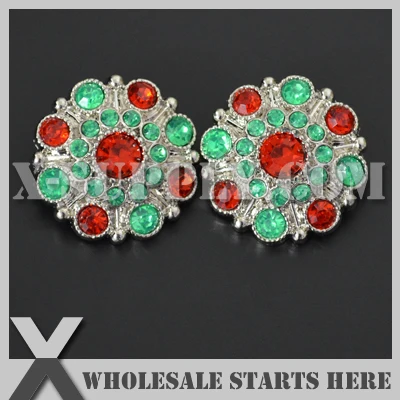 

Free Shipping 28mm Christmas Special Stargazer Acrylic Rhinestone Button with Shank Back,Red and Green Rhinestones