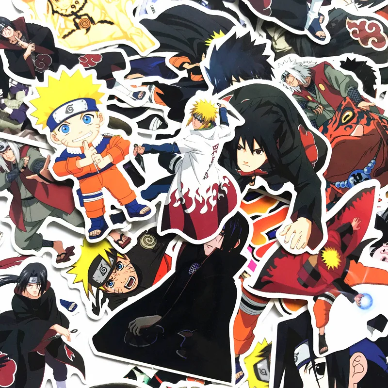 63 шт/лот Наруто Shippuuden Uzumaki Наруто Учиха Саске милый мультфильм водонепроницаемые стилеры для багажа ноутбук сноуборд Декор автомобилей