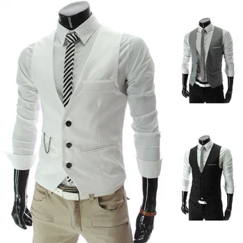 

Korean Fashion Metrosexual Men Slim V-Neck Collar Vest