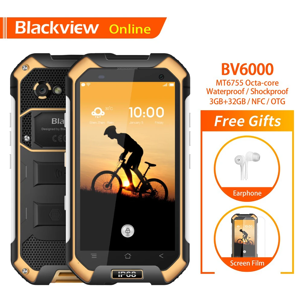 Blackview Original BV6000 4.7&quot IP68 Waterproof Rugged Mobile Phone 3GB+32GB Octa-Core 13.0MP Camera Tough Heavy Duty Smartphone |